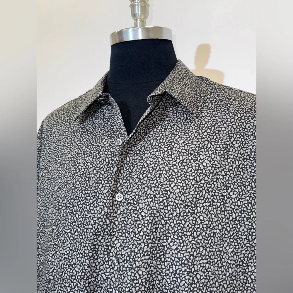 SYNRGY Black and White Patterned Men's Shirt
